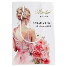 花のローズ ウォーターカラー ウェディングドレス コレクション ミディアムペーパーバッグ