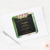 花のローズ ティール マーブル ブラック製品ラベル スクエアシール (封筒)