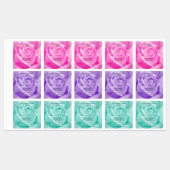 花のローズ フラワー ピンク パープル ティール 商品ラベル ラベル (シート)