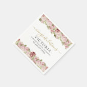 花のローズ ブラック アンド ゴールド スクリプト 卒業 スタンダードカクテルナプキン (角)