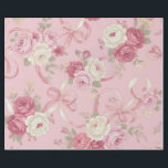 花のローズ＆リボンのボウ ラッピングペーパー<br><div class="desc">ラッピングペーパーにロマンスをプラスしたいなら、このヴィンテージ風のデザインがぴったり。バラの花束とリボンの蝶結びが、淡いピンクの背景にあしらわれています。結婚式、誕生日、記念日、その他の特別なセレブレーションに最適なこのエレガントなデザインは、どんなギフトも特別なものにしてくれます。</div>