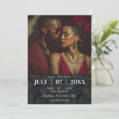 花のローズ ロマンチック ウェディング セーブ・ザ・デート カード (スタンド正面)