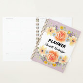 花のローズ 水彩 タイポグラフィ テキスト プランナー手帳 (ディスプレー)