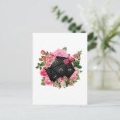 花のローズD20 テーブルトップRPGゲーム用ダイス ポストカード (スタンド正面)