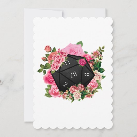 花のローズD20 テーブルトップRPGゲーム用ダイス 招待状 (正面)