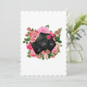 花のローズD20 テーブルトップRPGゲーム用ダイス 招待状 (スタンド正面)