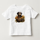 花のワゴンで子犬乳児Tシャツ トドラーTシャツ (正面)