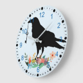 花のワタリガラスの保有物の鍵そして地位 ラージ壁時計 (傾斜)