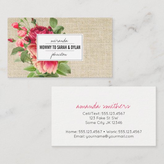 花のヴィンテージのお母さんのテレホンカード情報の接触 コーリングカード (正面/裏面)