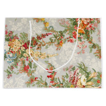 花のヴィンテージのイラストレーションを含むギフトバッグ