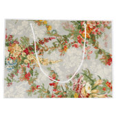 花のヴィンテージのイラストレーションを含むギフトバッグ ラージペーパーバッグ (裏面)