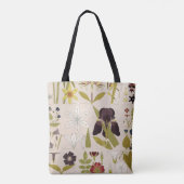 花のヴィンテージのスケッチ トートバッグ (裏面)