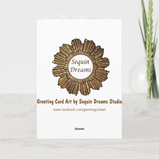 花のヴィンテージのスタイルのハッピーバースデー日 カード (裏面)