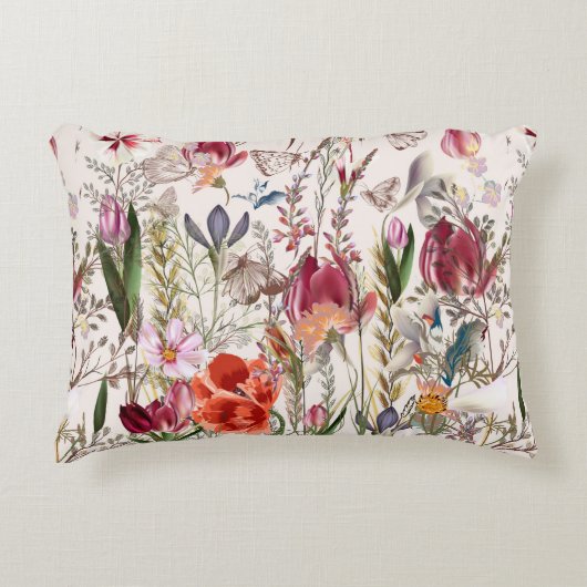 花のヴィンテージのパターンの組み合わせ。ヴィンタ アクセントクッション (正面)