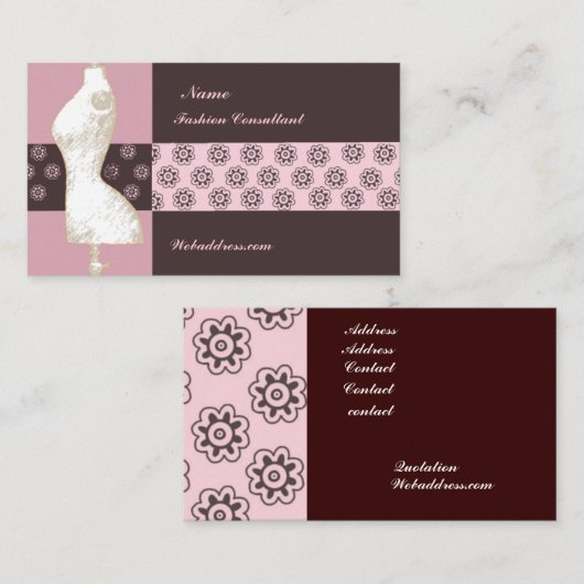 花のヴィンテージのファッションのデザインのマネキンのコンサルタント 名刺 (正面/裏面)