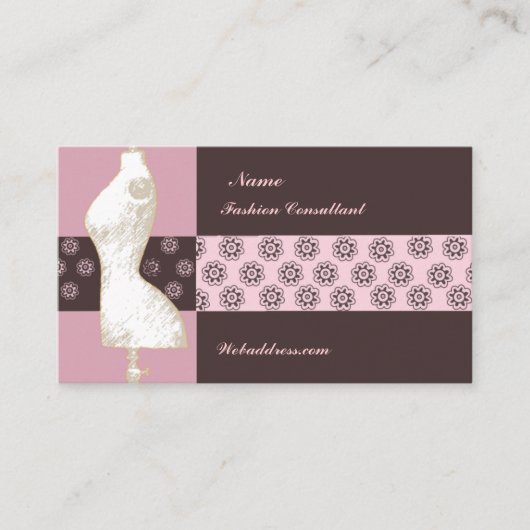 花のヴィンテージのファッションのデザインのマネキンのコンサルタント 名刺 (正面)