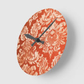 花のヴィンテージの壁紙の背景 ラウンド壁時計 (傾斜)