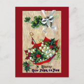 花のヴィンテージの新年の傘 シーズンポストカード (正面)
