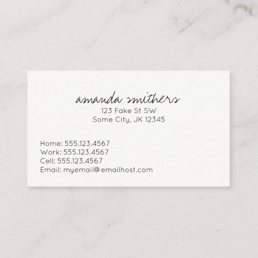 花のヴィンテージの水彩画のお母さんの接触呼出し コーリングカード (裏面)