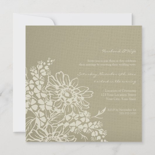 花のヴィンテージの結婚式誓約の更新の招待状 招待状 (裏面)
