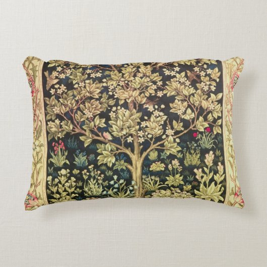 花のヴィンテージの芸術ウィリアム・モリスの生命の樹 アクセントクッション (正面)