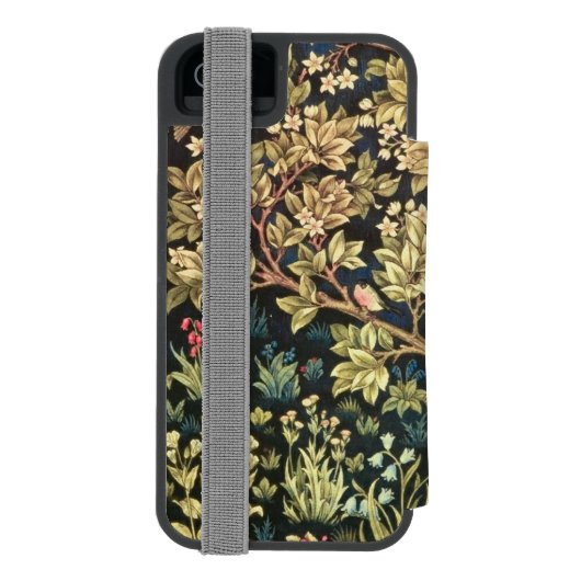 花のヴィンテージの芸術ウィリアム・モリスの生命の樹 INCIPIO iPhoneウォレットケース (フォリオ裏面)