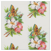 花のヴィンテージの蝶 ファブリック (クローズアップ)