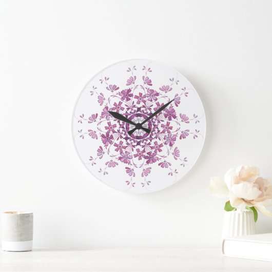 花のヴィンテージの要素 ラージ壁時計 (ホーム)