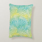 花のヴィンテージの黄色および青の勾配 アクセントクッション (裏面(縦))