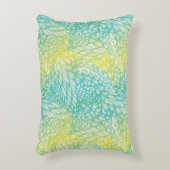 花のヴィンテージの黄色および青の勾配 アクセントクッション (正面(垂直))