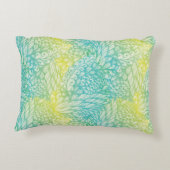 花のヴィンテージの黄色および青の勾配 アクセントクッション (裏面)