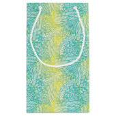 花のヴィンテージの黄色および青の勾配 スモールペーパーバッグ (裏面)