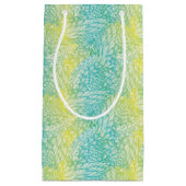 花のヴィンテージの黄色および青の勾配 スモールペーパーバッグ (正面)