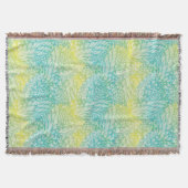花のヴィンテージの黄色および青の勾配 スローブランケット (正面)