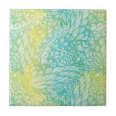 花のヴィンテージの黄色および青の勾配 タイル (正面)