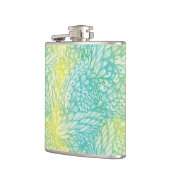 花のヴィンテージの黄色および青の勾配 フラスク (左)