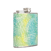 花のヴィンテージの黄色および青の勾配 フラスク (右)