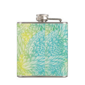 花のヴィンテージの黄色および青の勾配 フラスク (裏面)