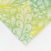 花のヴィンテージの黄色および青の勾配 フリースブランケット (角)