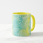 花のヴィンテージの黄色および青の勾配 マグカップ (正面右)