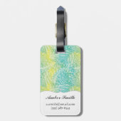 花のヴィンテージの黄色および青の勾配 ラゲッジタグ (裏面縦)