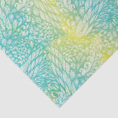 花のヴィンテージの黄色および青の勾配 薄葉紙 (詳細)