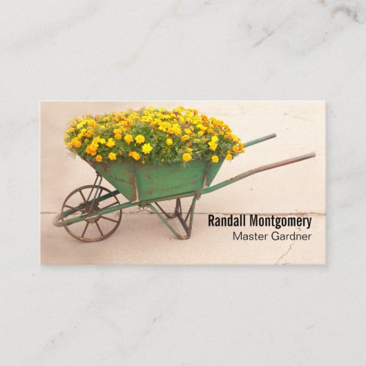 花のヴィンテージ手押し庭園職業 名刺 (正面)