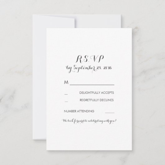 花のヴィンテージ海軍結婚式のrsvp 出欠カード (正面)