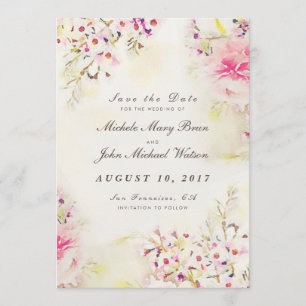 花のヴィンテージ・セーブ・ザ・デート写真フラットカード セーブザデート