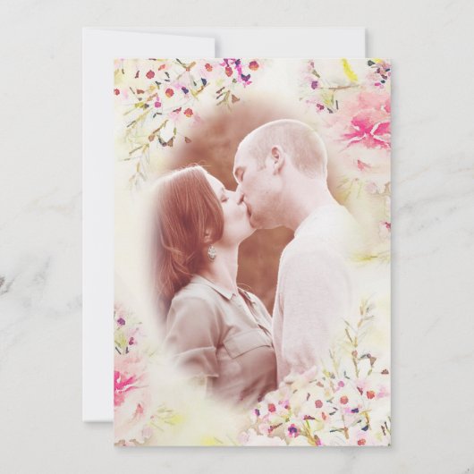 花のヴィンテージ・セーブ・ザ・デート写真フラットカード セーブザデート (裏面)