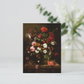 花のヴィンテージ ファインアート 油彩画 オーダーメイド ポストカード (スタンド正面)
