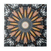 花の万華鏡のように千変万化するパターンの芸術のモザイクオレンジの白黒 タイル (正面)