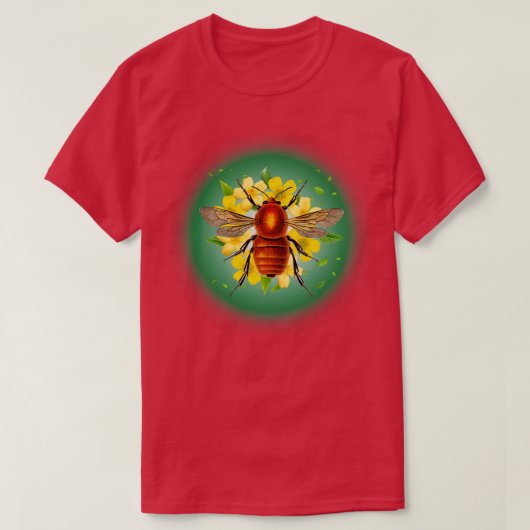 花の上でミツバチ Tシャツ (デザイン正面)