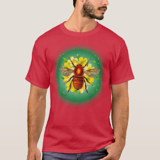 花の上でミツバチ Tシャツ